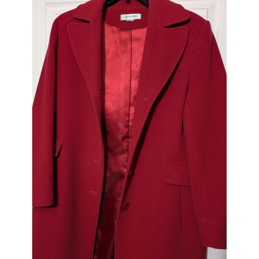 Vintage Preston & York Women's 16 Scarlet Red Lambswool Long Overcoat